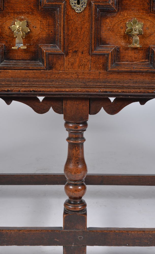 A William & Mary oak dresser base, circa 1690, with three frieze drawers each with moulded drawer - Image 3 of 3