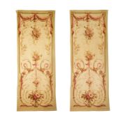 A pair of Aubusson style woven wall hangings, 19th century, rectangular, each with musical