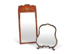 A black lacquer and parcel gilt easel mirror, late 19th century, 59cm high, 48cm wide; together with