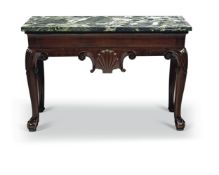 A George II mahogany side table, mid-18th century, possibly Irish, the replaced verde antico