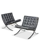 A pair of Ludwig Mies Van der Rohe (1886-1969) Leather and Chromed Steel 'Barcelona' chairs,