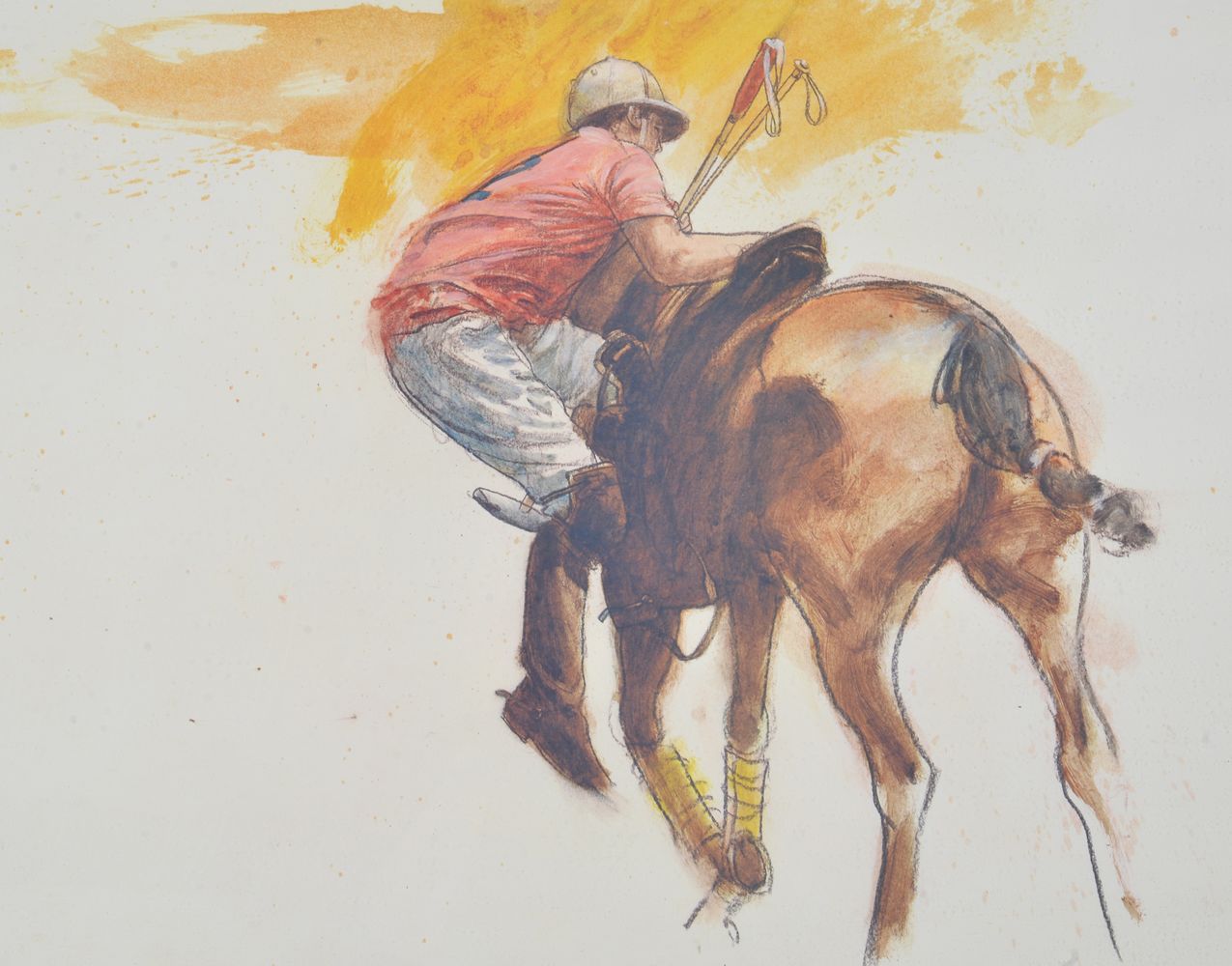 Henry Koehler (American b. 1927) Mounting Up; Groom with Polo Ponies; Polo at Deauville Lithograph - Image 2 of 8