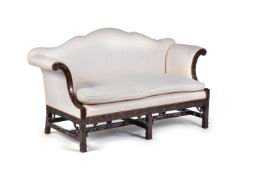 A mahogany and upholstered sofa in George III style, first half 20th century, after the manner of