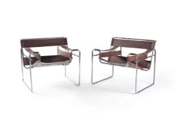 A pair of chrome and leather ‘Wassily’ chairs, 20th century, after an original design by Marcel