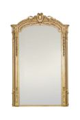 A French and gilt-gesso pier mirror, 19th century, ensuite to the previous lot, 280cm high 172cm