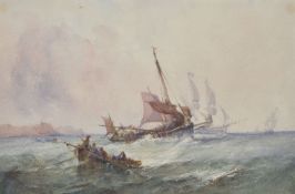 Attributed to Sir George Chambers (British 1803-1840) Shipping off Whitby Watercolour With Althorp