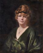 Leon Sprink (Russian 1862-1948), Portrait of Lady Dundas, half-length, in a green dress