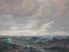 Julius Olsson (British 1864-1942), Schooner in Rough Seas