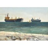 Richard Eurich (British 1903-1992), Tanker in the Solent