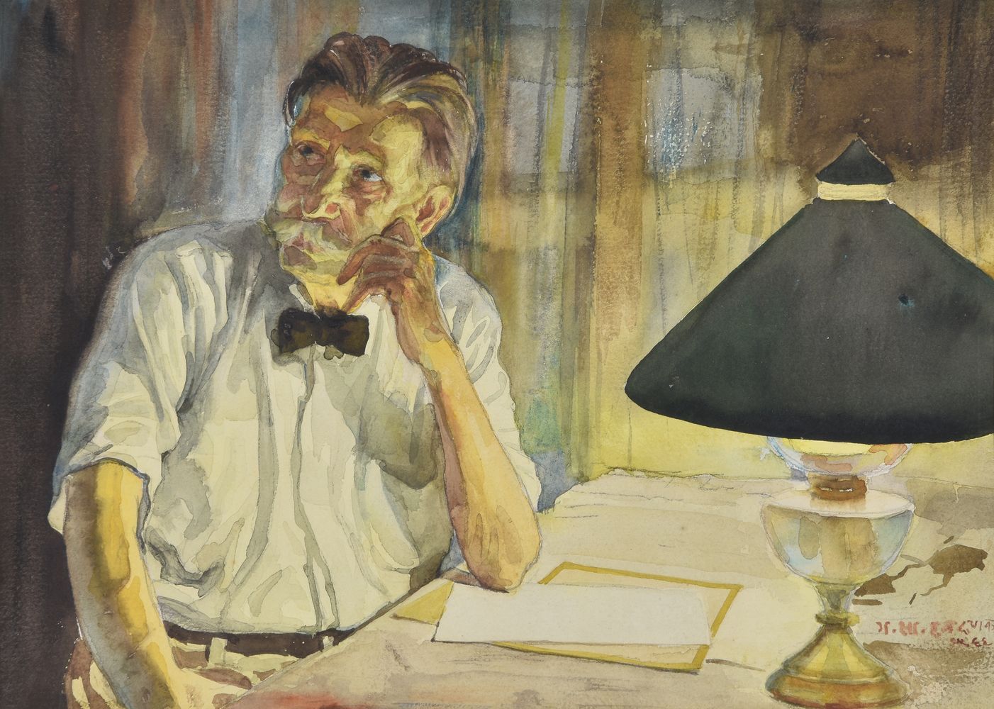 † Gajanan Sawlaram Haldankar (Indian 1912-1981), Portrait of Albert Schweitzer