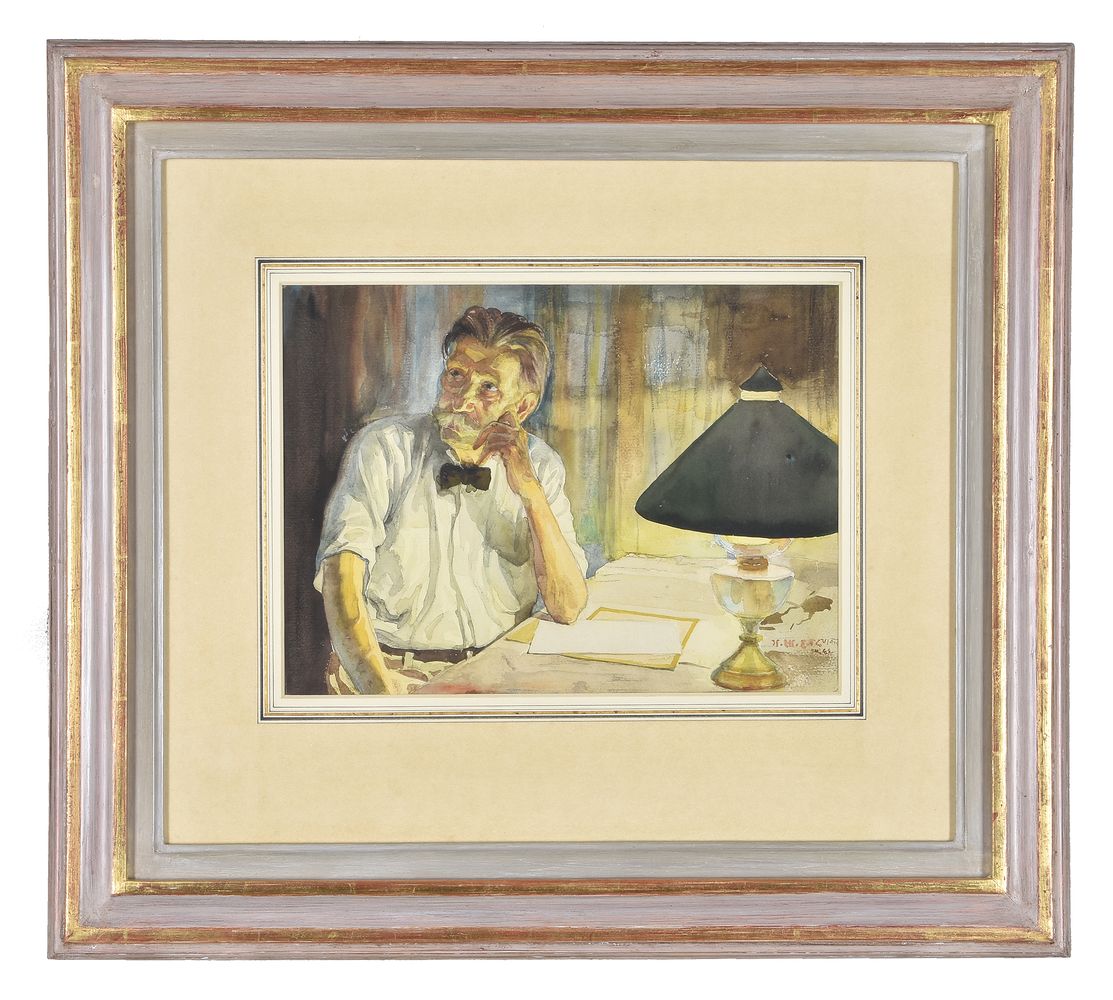 † Gajanan Sawlaram Haldankar (Indian 1912-1981), Portrait of Albert Schweitzer - Image 2 of 3