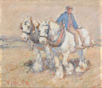 Harry Fidler (British 1856-1935), Farmer and his two working horses