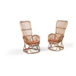 Two bamboo armchairs