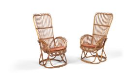 Two bamboo armchairs