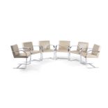 Ludwig Mies van der Rohe, a set of six Brno elbow dining chairs by Knoll
