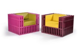 Alisée Matta and Giovanni Gennari for Nobody & Co., La Bibliochaise, a pair of custom colour bookcas