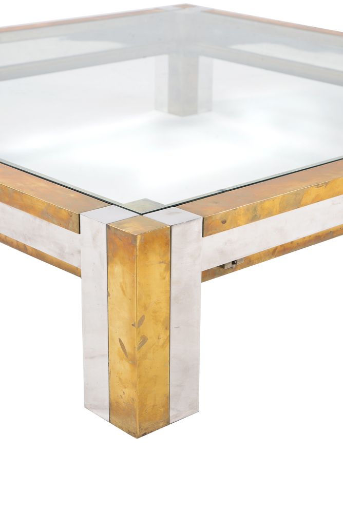 Maison Jansen (manner of), a large chrome and brass coffee table - Image 3 of 3