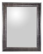 Two large black framed rectangular mirrors