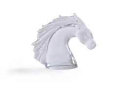Daum, a clear glass model of a horse's head