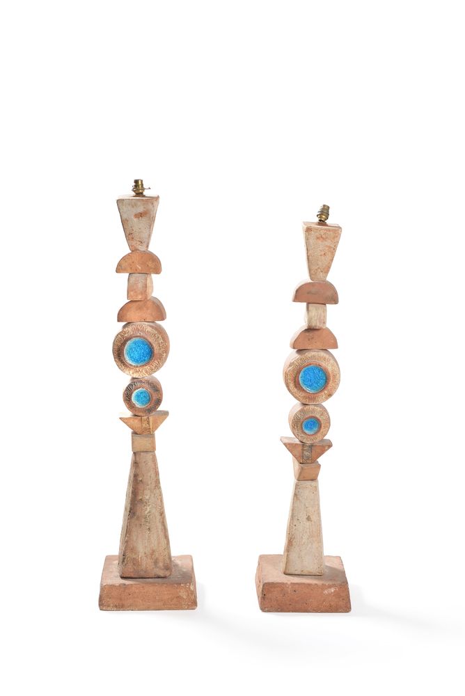 Bernard Rooke (b.1938), a pair of ceramic Totem lamps