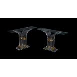 A pair of console tables