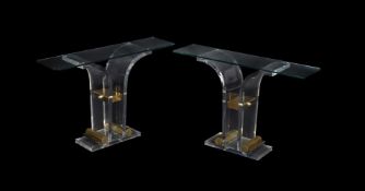 A pair of console tables