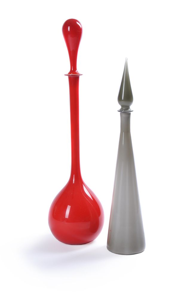 A large Murano red glass decanter and stopper