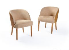 A pair of Art Deco burr maple tub chairs