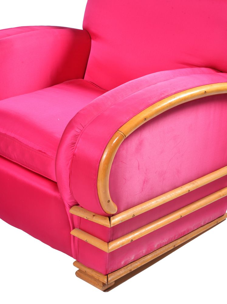 An Art Deco lounge armchair and matching footstool - Image 3 of 3