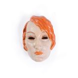 Rudolf Podany for Keramos, a painted terracotta wall mask of a lady,