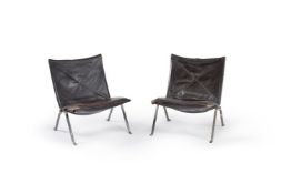 Poul Kjærholm for Fritz Hansen, a pair of Danish leather upholstered PK22 chairs