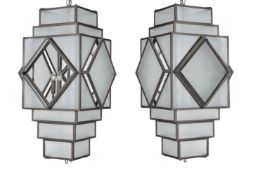 A pair of ceiling lanterns