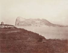 A set of three commercial sepia photographs of Gibraltar