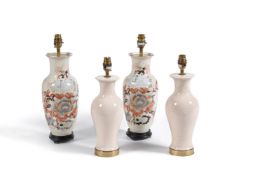 A pair of Chinese porcelain vase table lamps