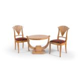 A pair of beech side chairs in the Art Deco style