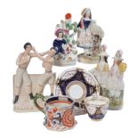 Assorted ceramics including; three Staffordshire figures