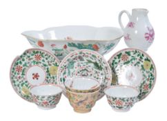 Asian ceramics including; pair of famille verte decorated tea bowls and saucers