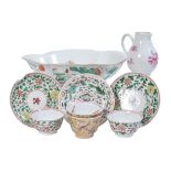 Asian ceramics including; pair of famille verte decorated tea bowls and saucers