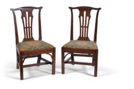 A pair of George III mahogany side chairs