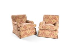 A pair of modern upholstered armchairs