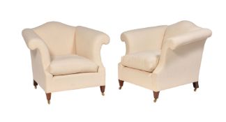 A pair of late 20th century calico upholstered office armchairs