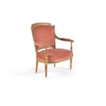 A French giltwood and upholstered armchair in Louis XVI style