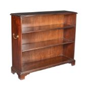 A modern reproduction mahogany open bookcase in the 18th century style