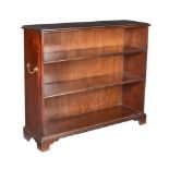 A modern reproduction mahogany open bookcase in the 18th century style