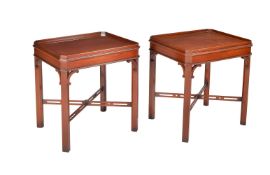 A pair of modern reproduction mahogany occasional tables