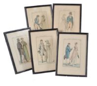 French School (early 19th century)Five fashion plates from Costume Parisien