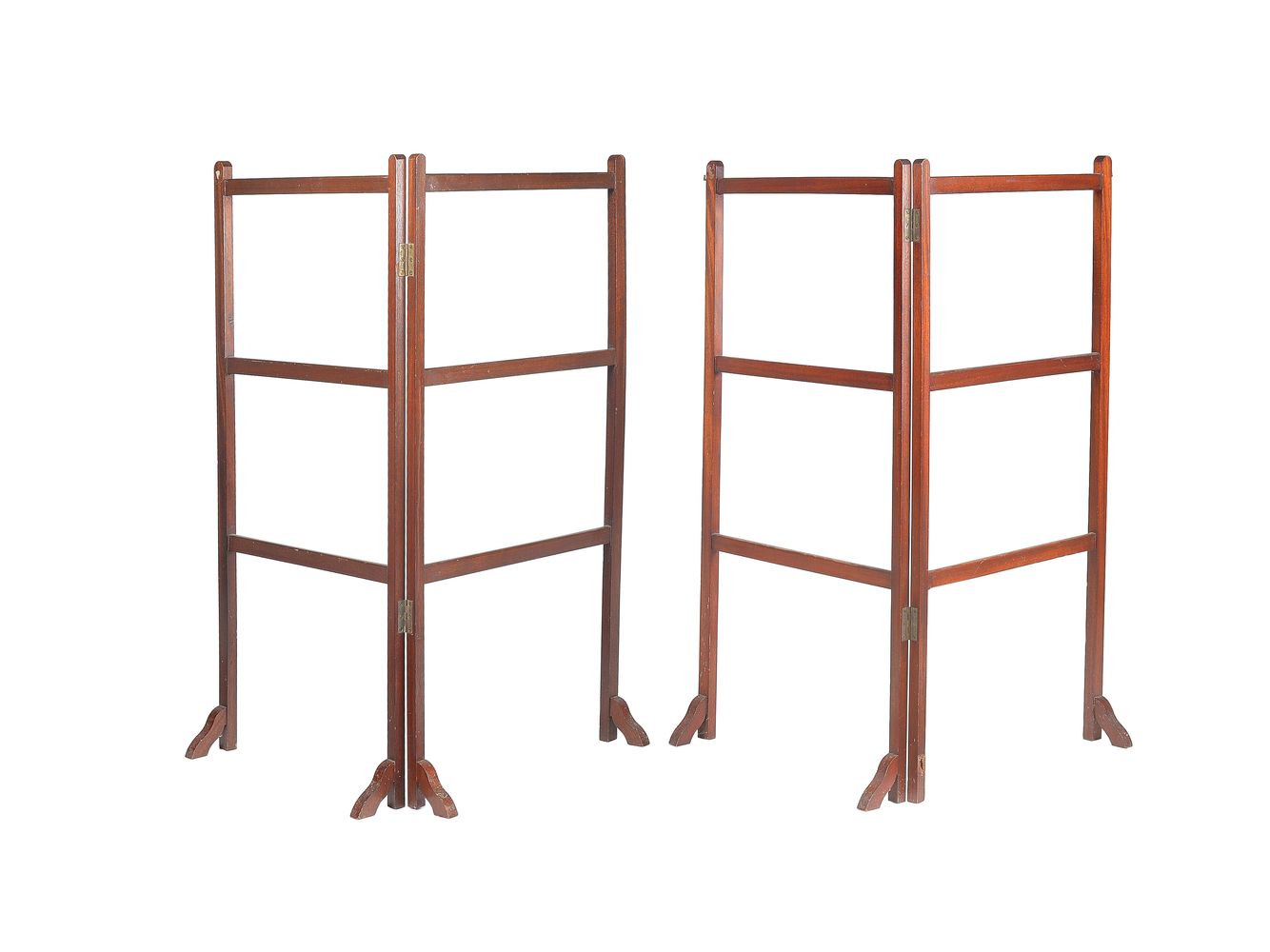 Two similar mahogany two-fold towel rails