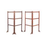 Two similar mahogany two-fold towel rails