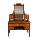 A late Victorian walnut and burr walnut dressing table