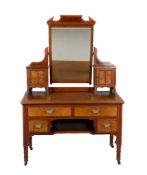 A late Victorian walnut and burr walnut dressing table